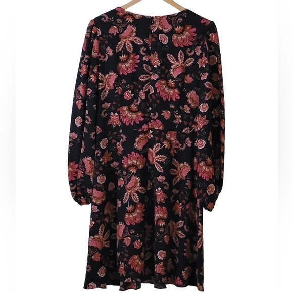 Eliza J Plus Size Floral Paisley Print Drop Waist Dress With Pockets Navy Multi - Picture 2 of 8